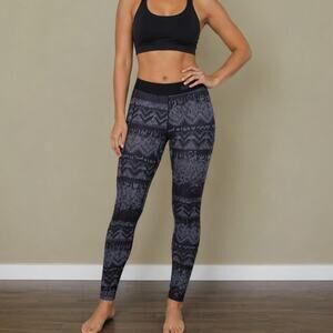 Nike Pro Dri Fit Leggings Womens Size L Black Gray Activewear Ankle Workout